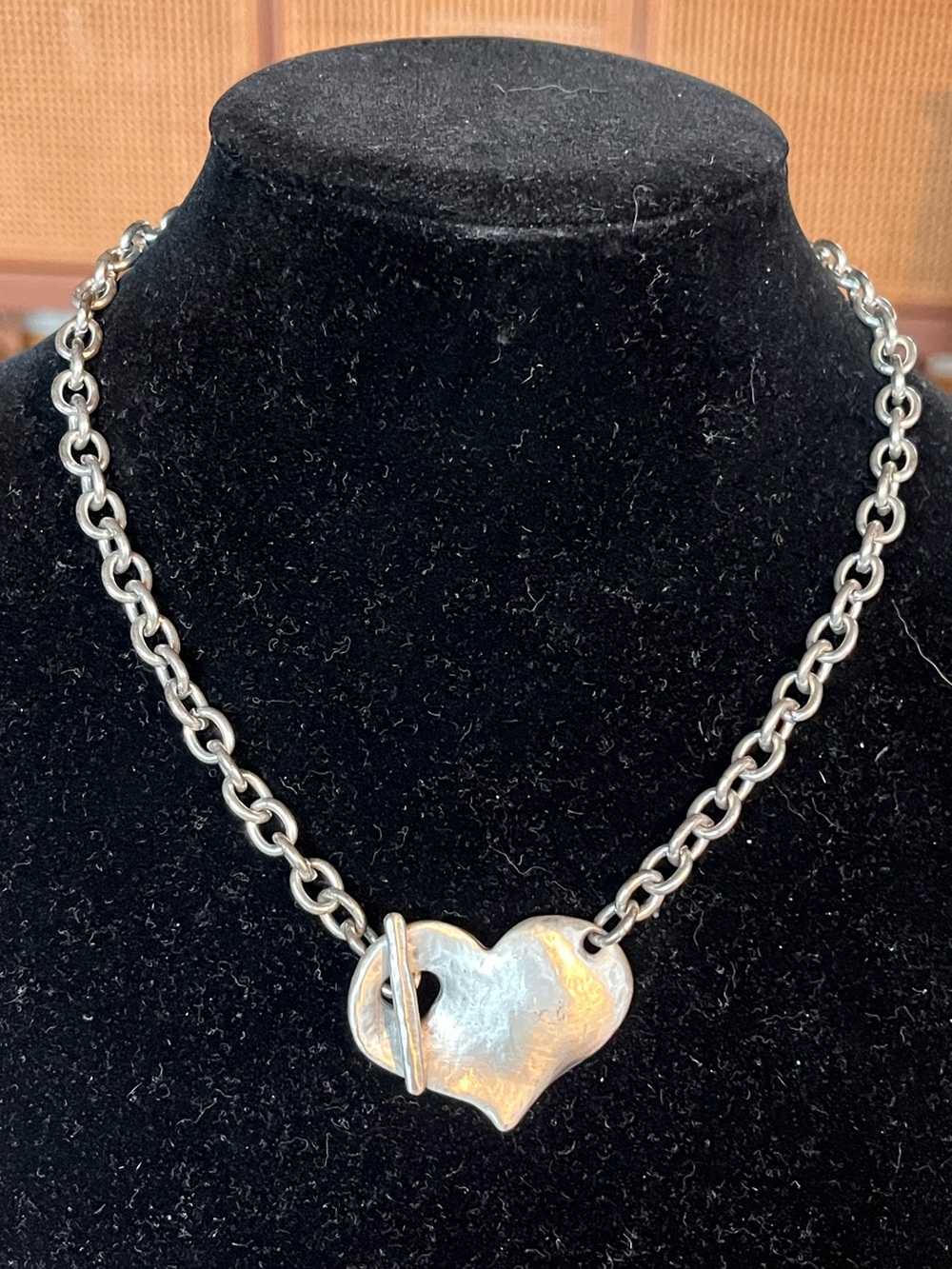 Danon Silver Plated Chunky Chain Heart Toggle Necklace | Artisan Modernist